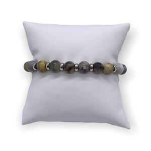 NWT Wool + Pepper Co. Agate Gemstone + Silver Beaded bracelet